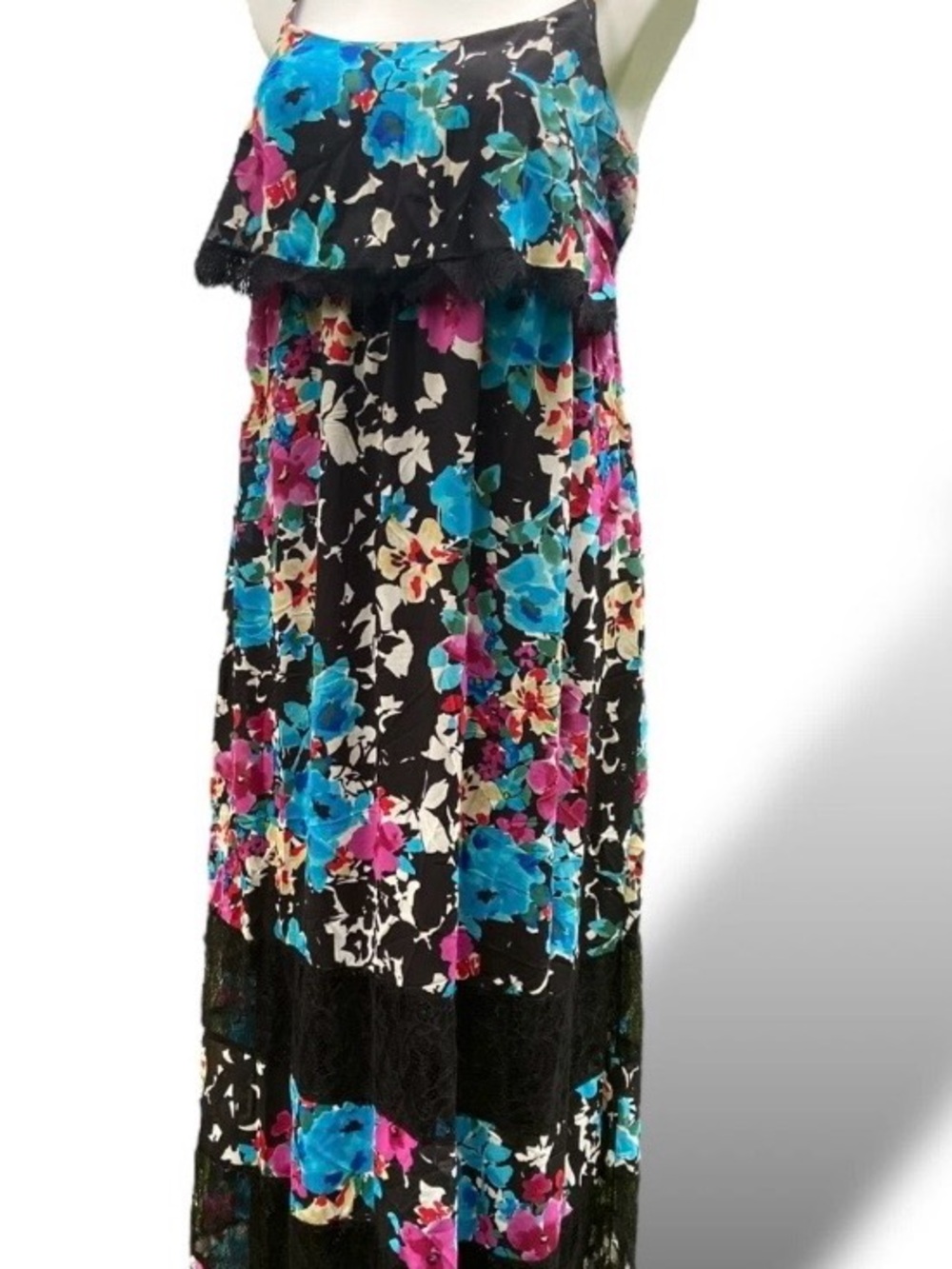 torrid Black Maxi Dress with Blue and Pink Floral Print